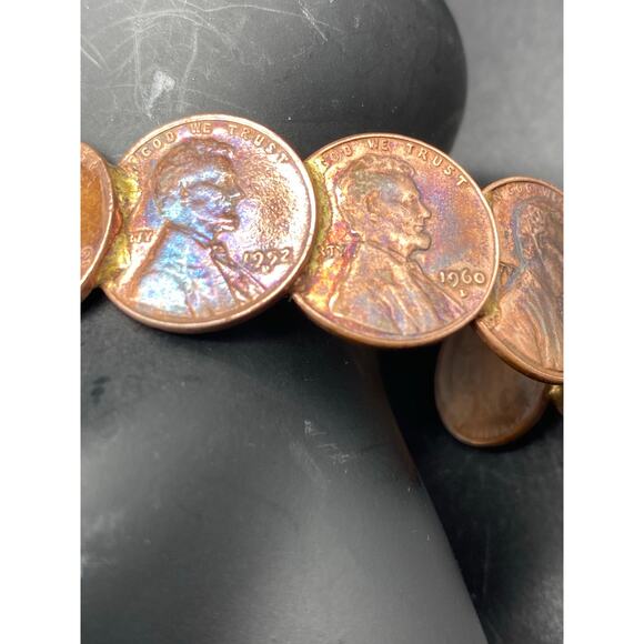 Vintage‎ Copper Penny Cuff Bracelet 1941 to 1974 Coins Handmade Bangle - Picture 7 of 10